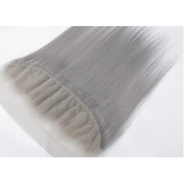 Silver Grey Swiss Lace Human Hair Lace Closure With 130% Density