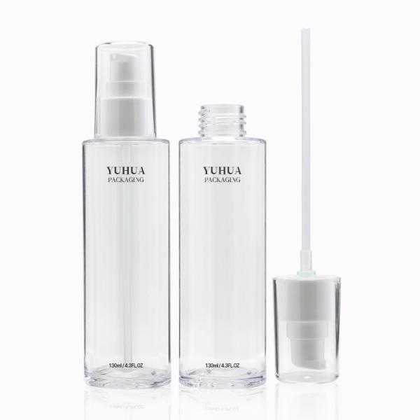 a garrafa plástica da loção de 100ml 130ml 150ml geou a garrafa redonda do cilindro transparente com a bomba