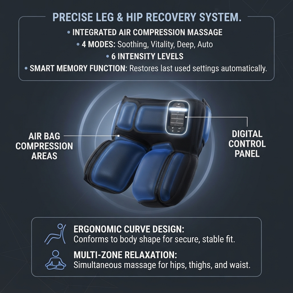 ZN-MH15 Wireless Air Compression Hip and Waist Massager for Post-Workout Recovery and Pain Relief