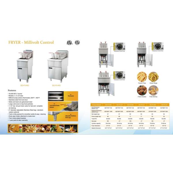 Gas para freidoras comerciales de acero inoxidable duradero para restaurante