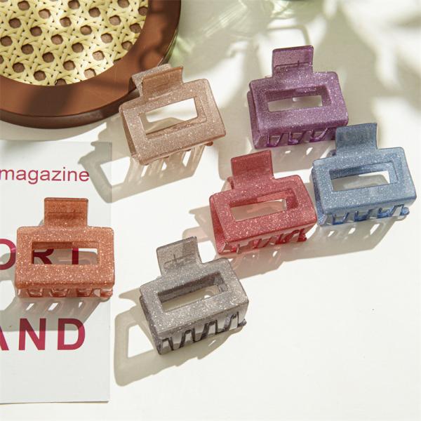 Gold powder dust transparent ponytail fixed hair clip solid color disc accessories for women's headdress