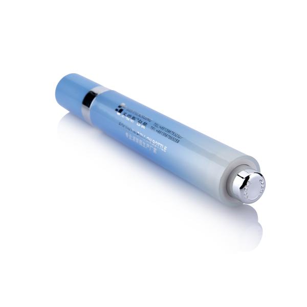 AY-15ML Gradient Blue Airless Pump Bottle With Roll On Steel Ball Under Eye Massager Packaging