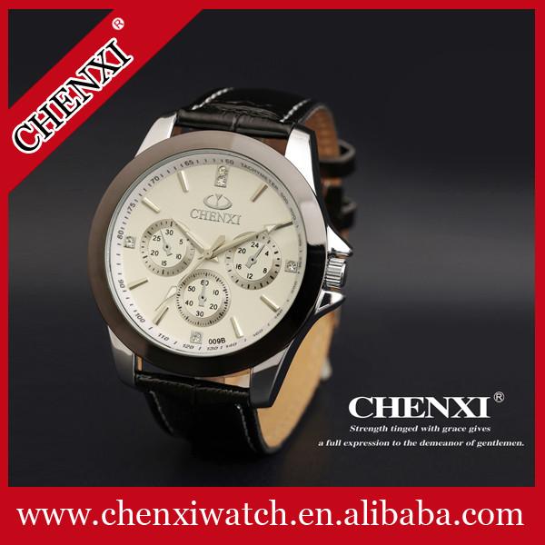 Fashion Jewelry Wholesale Price Stainless Steel Caseback Original Quartz Watch Men's Leather Watches