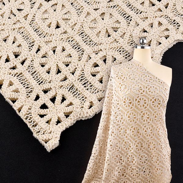 Novo Design Fabricação Mão Suave Sentido 100% algodão renda Tecido Geométrico crochet bordado renda