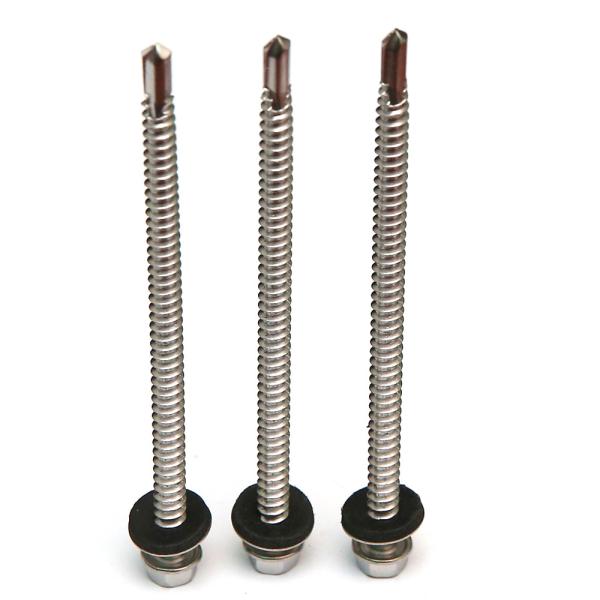 AISI 410 DIN7504K Hex Head Self Drilling Screws With 19mm EPDM Bonded Neoprene Washer