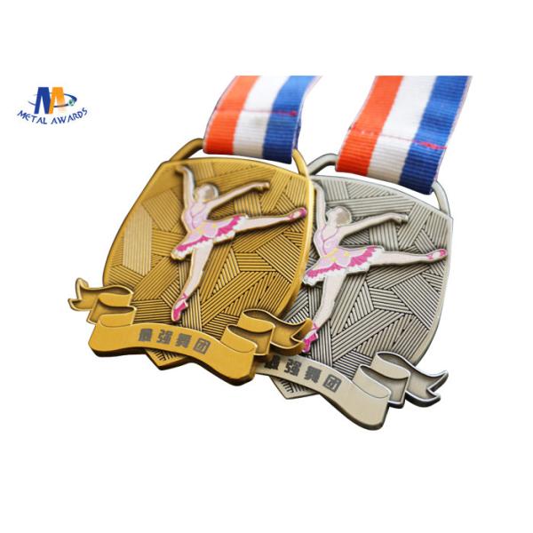 Zinc Alloy Metal Awards Dancing Stock Medals Antique Gold Plating Soft Enamel