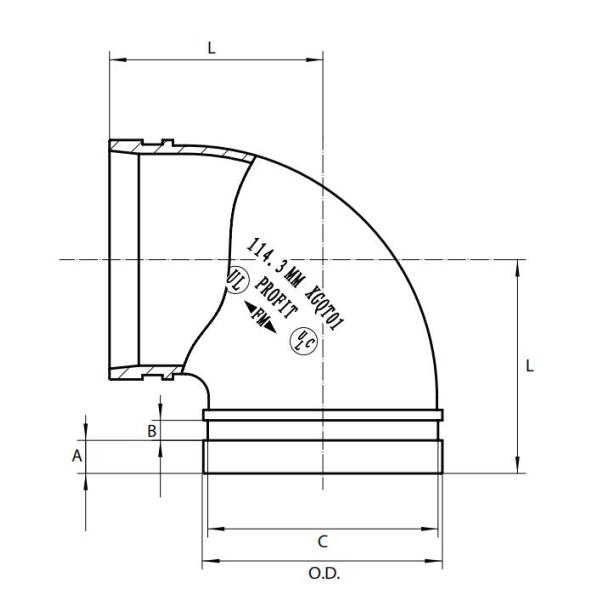 300 PSI Grooved Pipe Coupling , 90 Degree Ductile Iron Grooved Elbow DN25 - DN250