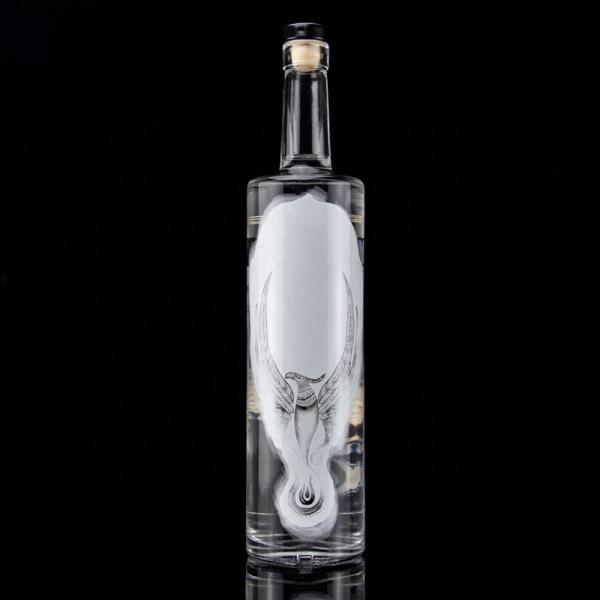 Glass 750ml 500ml Decal Printing Vodka Bottle With Frosted Design And Base Material