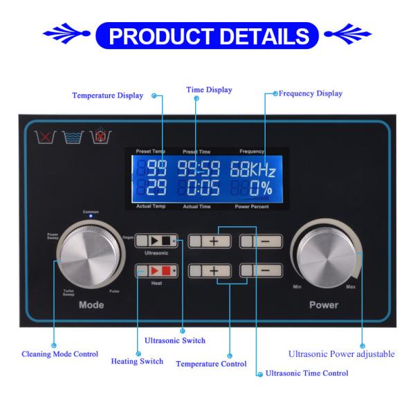 Stainless Steel Sonic Wave Ultrasonic Cleaner / Ultrasonic Cleaning Device Digital Control