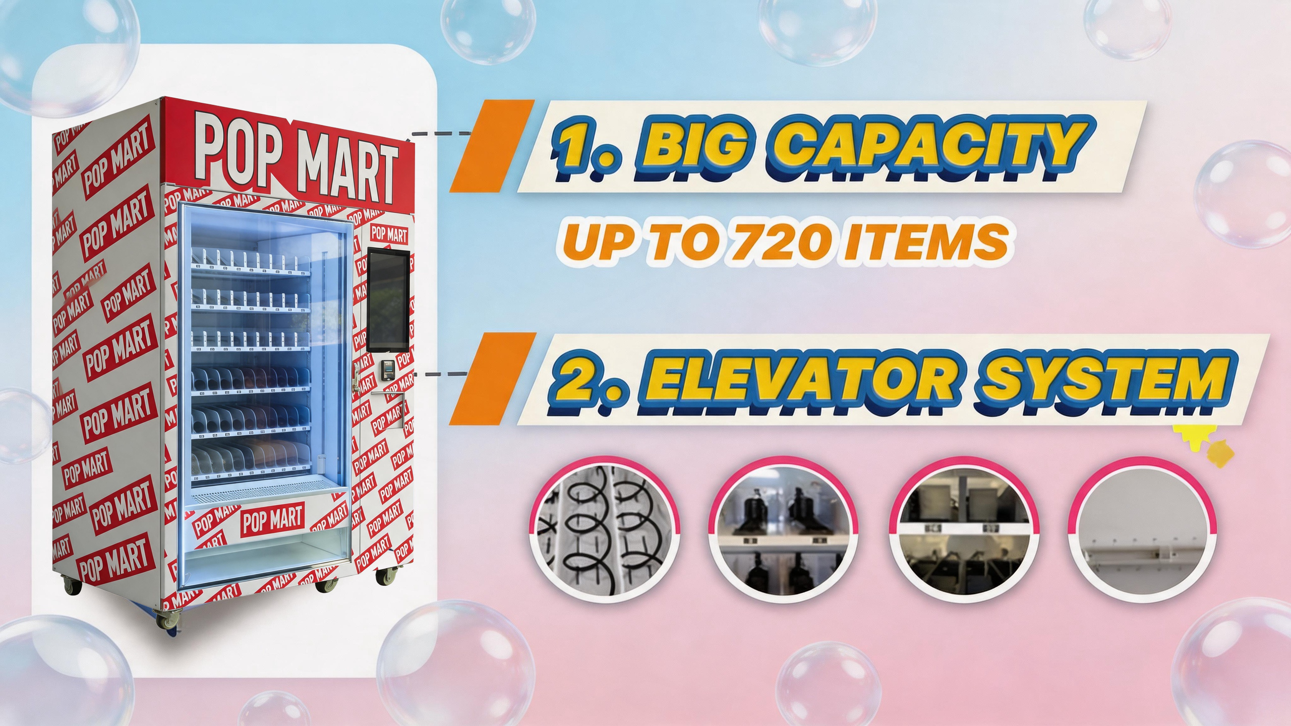 WEIMI POP MART Figure Vending Machine With Elevator System, QR & Card Payment, Touchscreen, Cloud Management