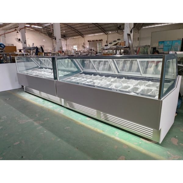 Luxury Gelato Ice Cream Refrigerator 24 Pan Display Air Cooling