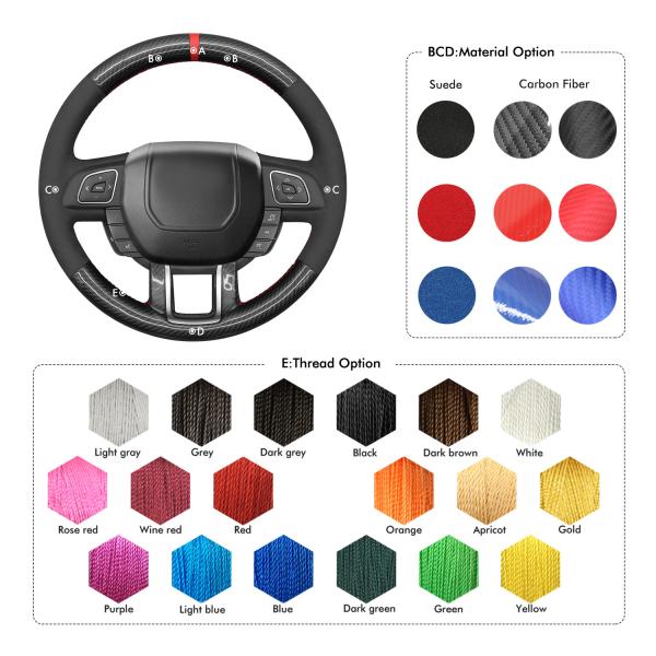 Car Accessories  Hand Stitch Carbon Fiber Suede Strip Steering Wheel Cover for Land Rover Range Rover Evoque  Coupe Convertible