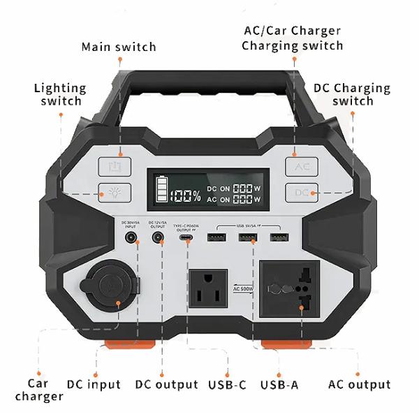 LFP 500W Portable Power Station Battery For Outdoor Camping UPS