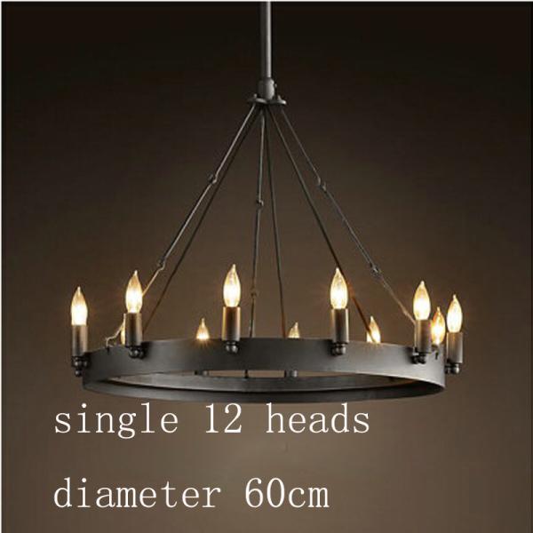 Wrought iron Chandelier art retro industrial Black LOFT restaurant bar clothing candle Chandelier(WH-CI-116)