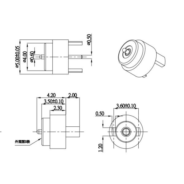 Conector magnético redondo personalizado de 4.0 mm Conectores masculinos y femeninos 1A