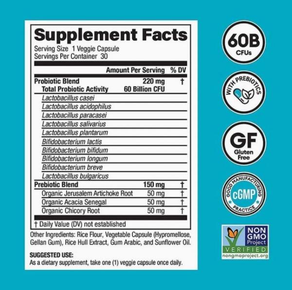 Organic Prebiotic And Probiotic Capsules Herbal Digestive Support Supplement
