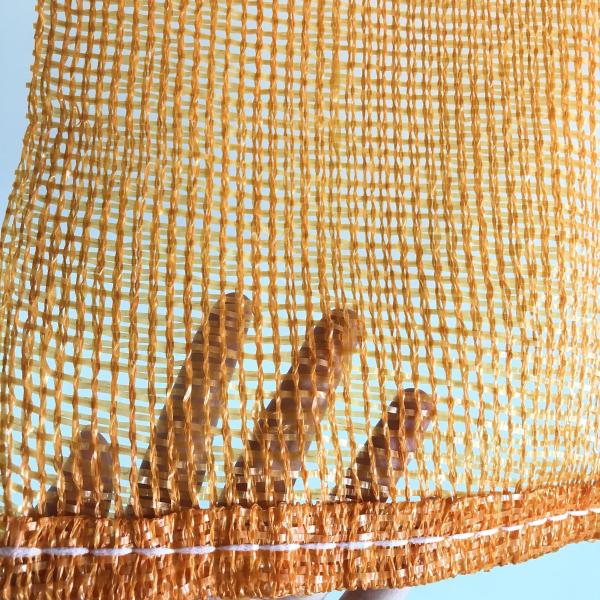 Yellow PP Woven Bag Firewood Packaging Mesh Bag with Drawstring and High Capacity