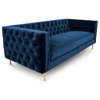 Golden metal leg new model black velvet fabric  button tufted sofa sets for wedding,living room sofa