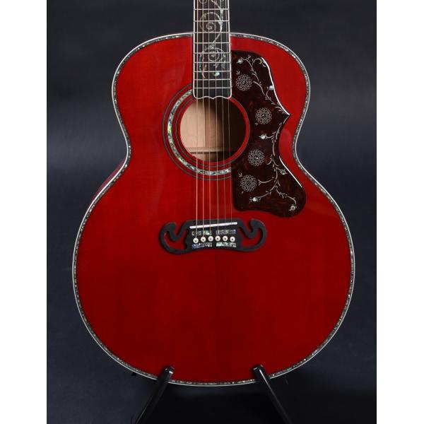 Customized acoustic guitar, 43 inch Jumbo guitar, Quilt Vine Viper red, Guitarra acustica