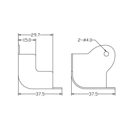 Cabinet Corner, 2-Legs, for ampilfier,Rohs