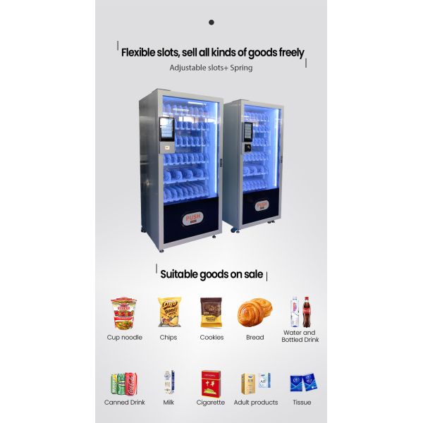 Slim Snack and Drink Vending Machine With 10 Inch Touch Screen for Offices Schools Shopping Malls and Public Spaces