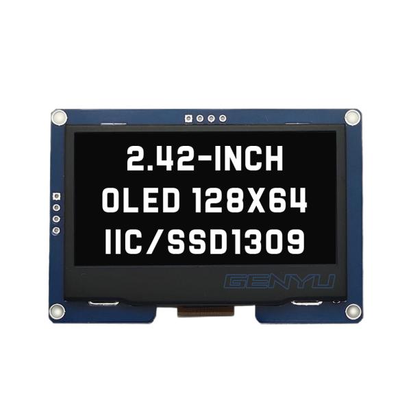 2.42 Inch OLED Display Module LCM 4 PIN IIC I2C SSD1309 Driver 128x64 Dots in Genyu White/Blue/Yellow/Green