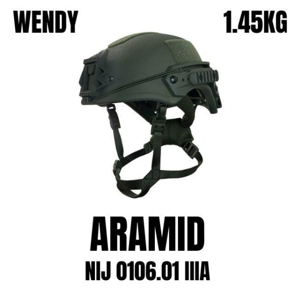 WENDY Bulletproof Helmet Kevlar Aramid 1.45 kg Light