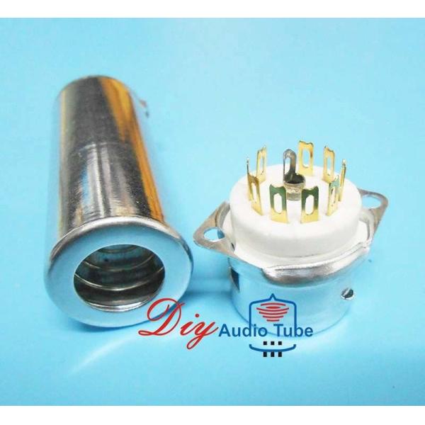 9 Pin Vacuum Tube Sockets Silver Color 70mm Shield Length For EL84 6P14 6BQ5