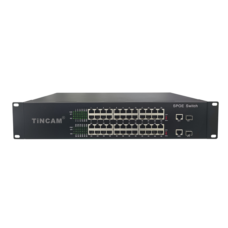 52 Port Passive PoE Switch with 48 Fast Ethernet Non-Standard PoE Ports 2 Gigabit Uplink Ports 2 Gigabit SFP Port 600W 24V 250m Long Range TBC-FP4248U-4PF-V