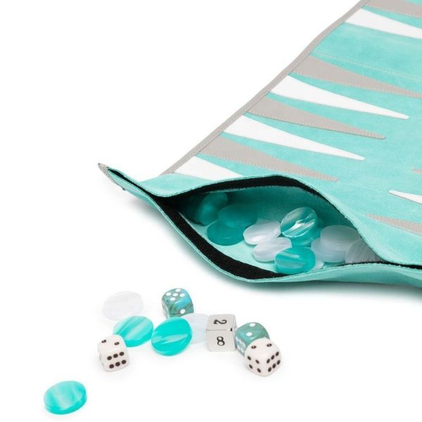 Custom Luxury Leather Travel Backgammon Roll Set With Buckle Fastening Internal Pocket