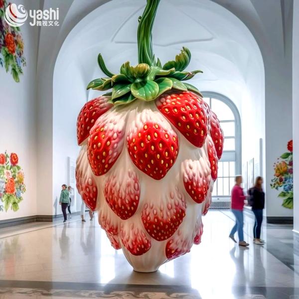 3D Strawberry Sculpture for Outdoor Display Shopping Mall Restaurant Decor