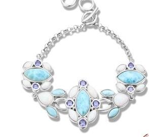 Adjustable Dominica Genuine Larimar Silver Cuff Bracelet For Teenage Jewelry