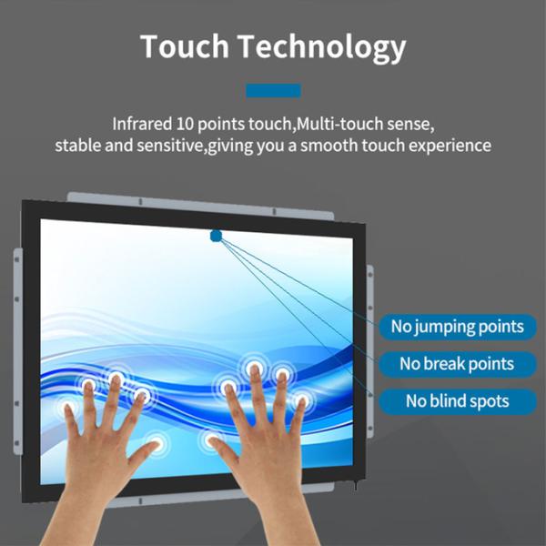 Waterproof 21.5inch Infrared Touch Monitor Screen For Kiosks 10 Points Multi Touch