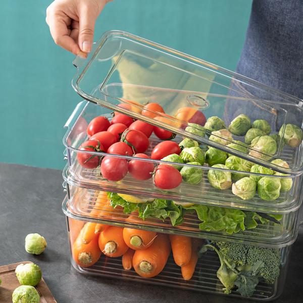 Hot Selling Kitchen Usage Transparent PET Refrigerator Fridge Organizer Clear Storage Box with Lid
