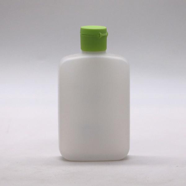 Bouteille cosmétique carré plate en HDPE de 120 ml avec couleur personnalisée et couvercle en spirale