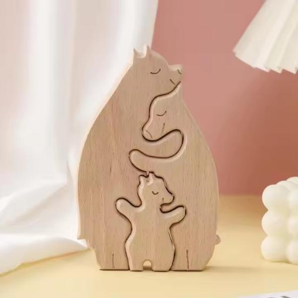 wooden Bear Family Wooden Puzzle Chinese Factory-Made  Fun Wooden Toy and  Chic Home Decoration