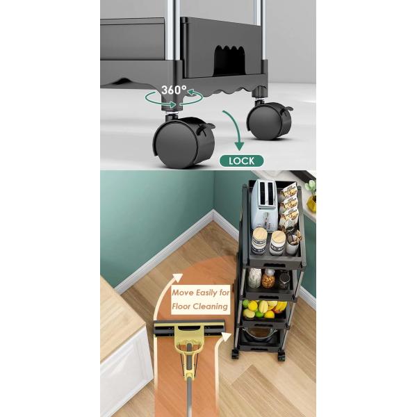 5 Tiers Freestanding Kitchen Rack , Kitchen Storage Cart For Vegetable ODM