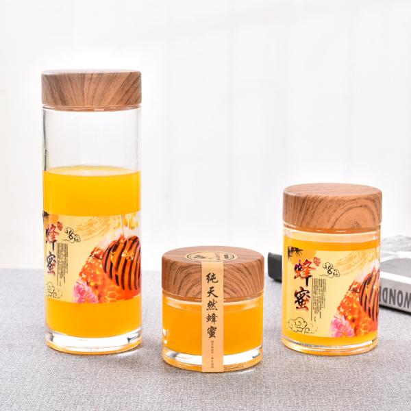 Small Crystal Glass Honey Jar With Plastic Lid Eco Friendly SGS Approved