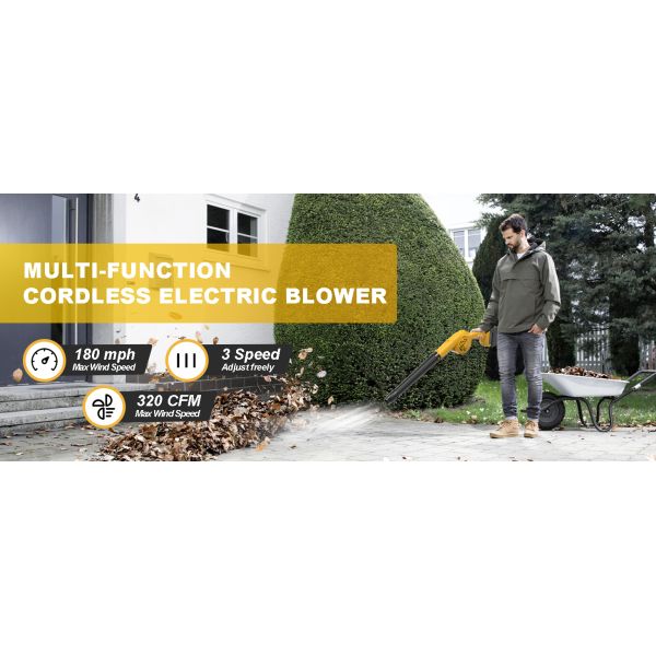 Cordless Leaf Blower For Dewalt 20V Max Battery (Battery Not Included), 320 CFM 180 MPH 3 Speed Lightweight Mini Electric Cordless Blower For Lawn Care Patio Backyard Leaves