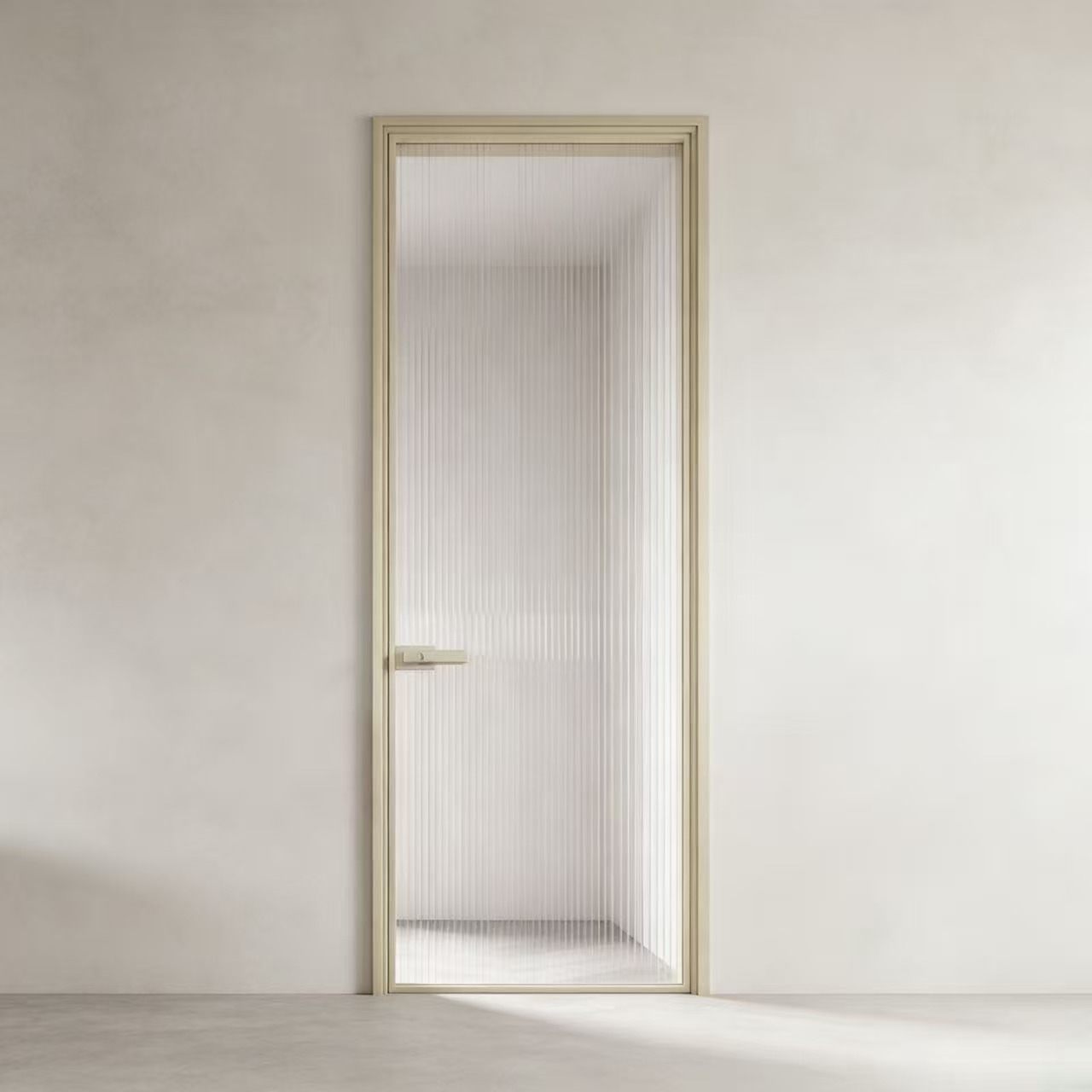 Custom Size Fluted Glass Door with T6-T5 Aviation-grade Aluminum Alloy Frame and 304 Stainless Steel Hardware