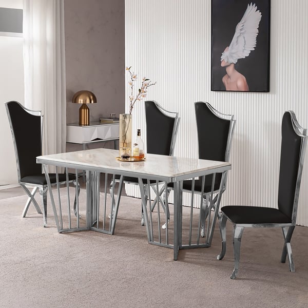 Customized Onyx Marble Dining Table Marble Stone Steel Frame Office Chair