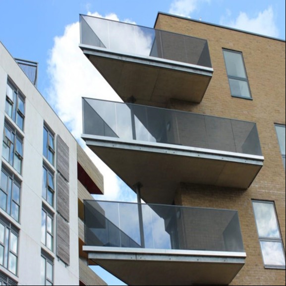 Modern 8+8mm Laminated Tempered Glass Railing with Aluminum U Channel for