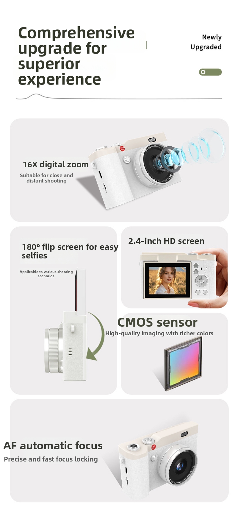 DLC  Digital Camera 64MP 4K Video Camera with 180° Flip Screen 16X Zoom WiFi Vlogging Camera for Students Beginners