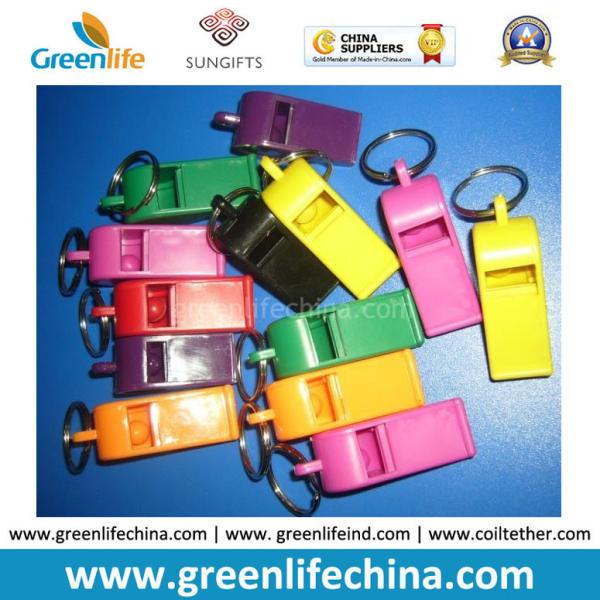 Muti-Colors Good Quality Plastic Promo Whistle Gifts w/Split Key Ring