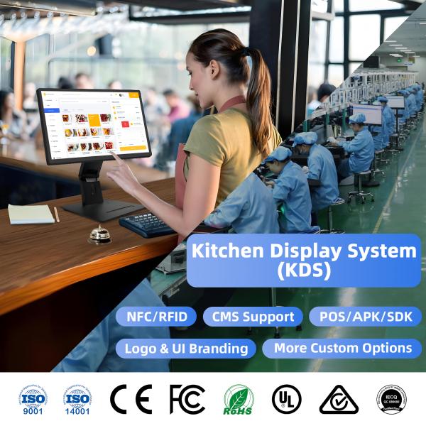 WF2138T 21.5 Interactive Touch Screen Lcd 1920*1080 16:9 250cd WIFI RJ45 Poe KDS Kitchen Display Pos System Screen with Base