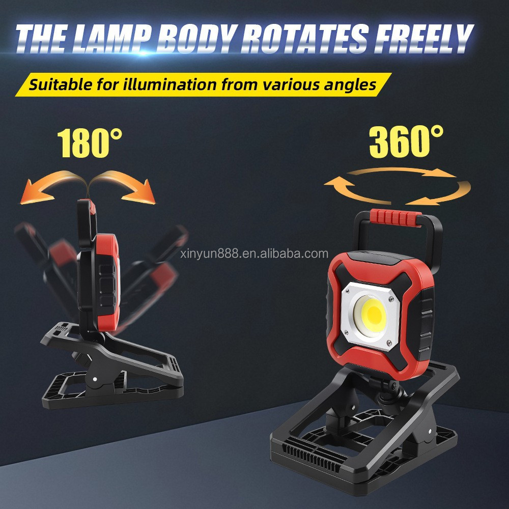 High-bright LED Charging Work Lamp with Magnet on the Bottom, Foldable Auto Repair Lamp, Cross-border Hot Sale 2025 New Model