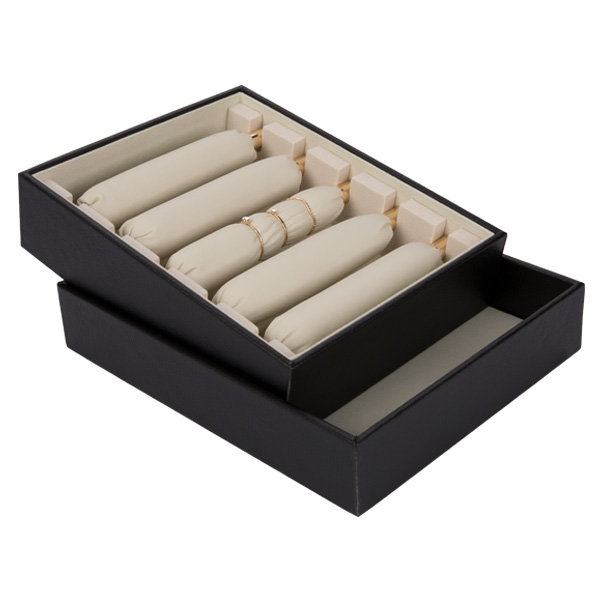 Черный роскошный случай хранения дисплея кольца, поднос дисплея изготовленного на заказ логотипа привесной