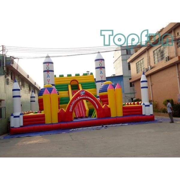 Rocket Launch Centre Jumping Castle 10m x 10m Customized For Amusement Park