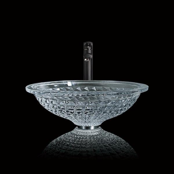 Round Crystal Wash Basins Hand Wash 415mm 140mm For Hotel Die Casting