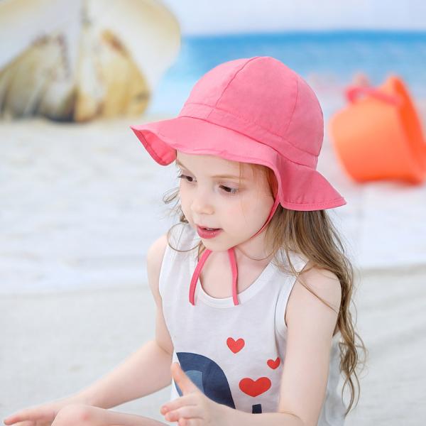 Toddler Wide Brim Kids Play Hat With Neck Flap Chin Strap Sun Hat